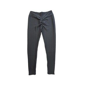 Gray Honeycomb Textured Ruched Front Leggings S/M High Rise